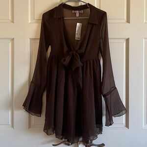 Elegant Brown Chiffon Dress
